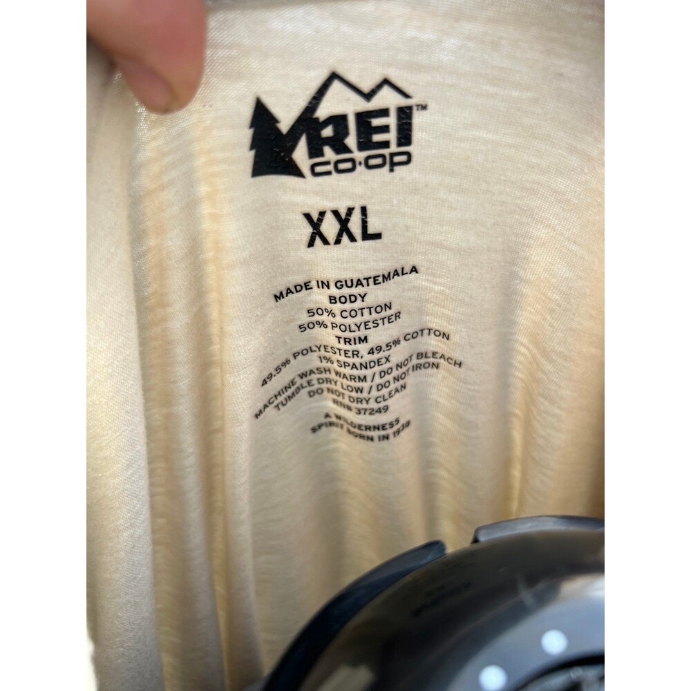 REI Abstract Mountain Shirt Beige and Navy Blue - Picture 5 of 6